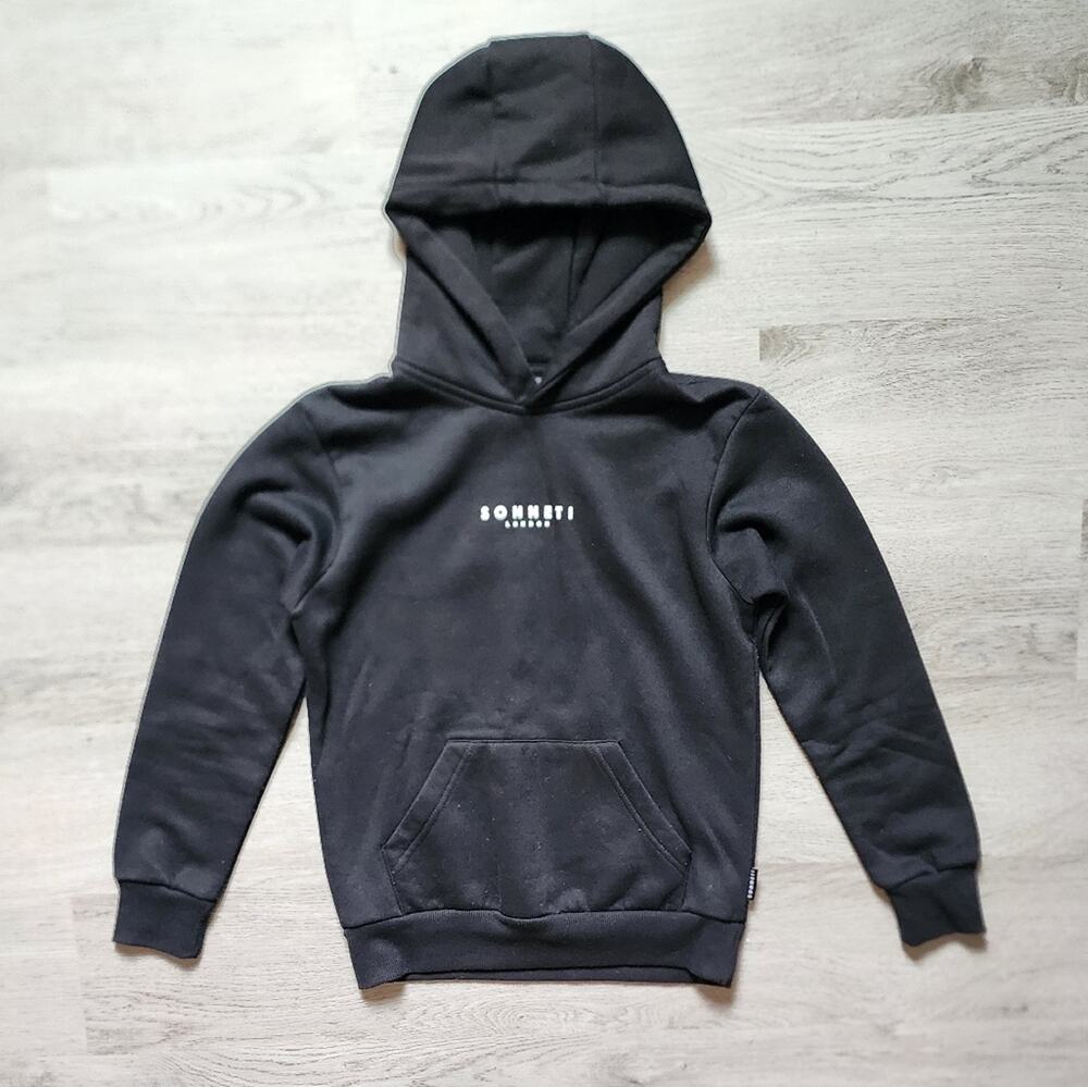 Sonetti London Boy's Logo Black Long Sleeve Pullover Hoodie Sweatshirt Medium M